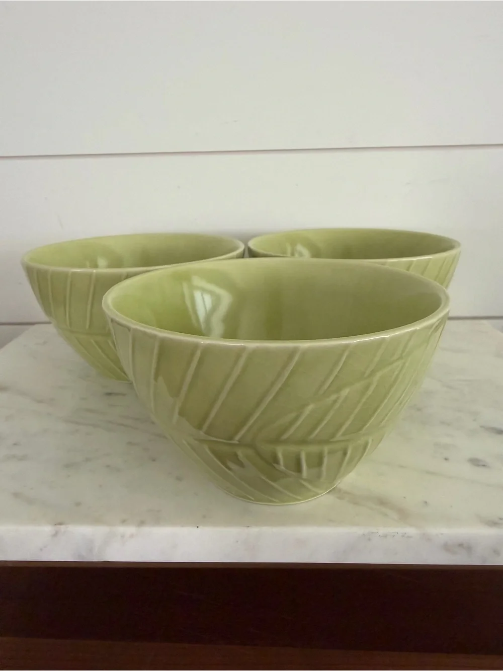 Crate and Barrel Green Leaf Dip Bowls Set of 3